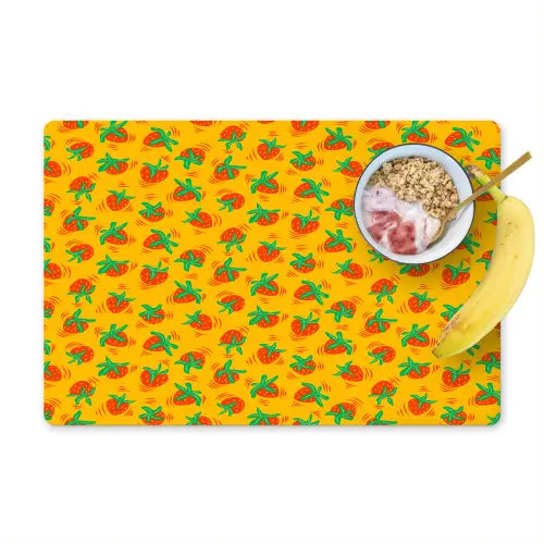 Geel - Aardbeien - Effect Placemat vinyl groot 368 -zzzproduct_Kitchenyeah-website