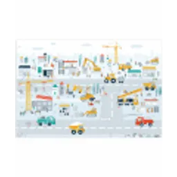 Bouwplaats - Tractor - Graafmachine - Auto - Design Speelmat klein -3d