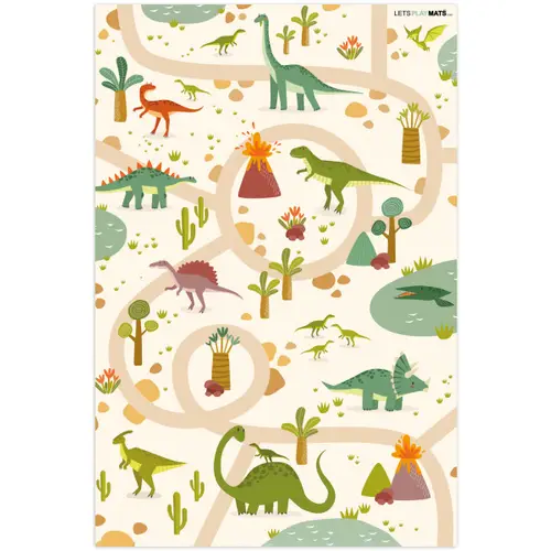 Dino - Groen - Natuur - Kinderen - Design Speelmat klein -3d