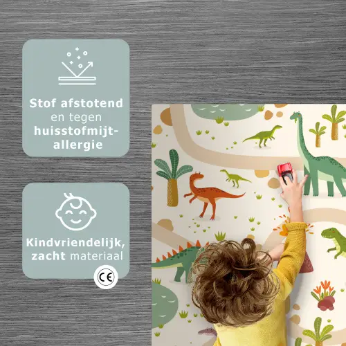 Dino - Groen - Natuur - Kinderen - Design Speelmat klein -sfeer1