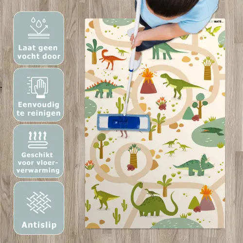 Dino - Groen - Natuur - Kinderen - Design Speelmat klein -sfeer3