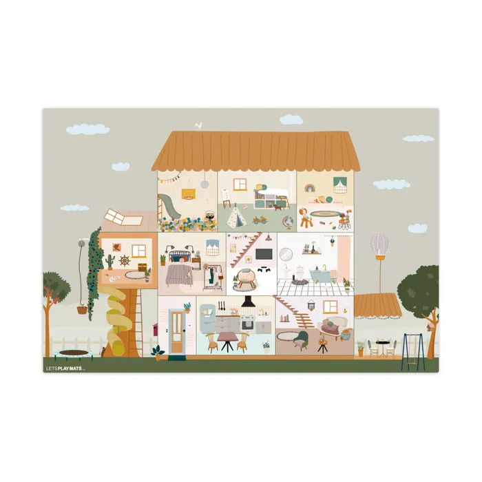 Poppenhuis - Kinderen - Meubels - Design - Bruin Speelmat klein -3d