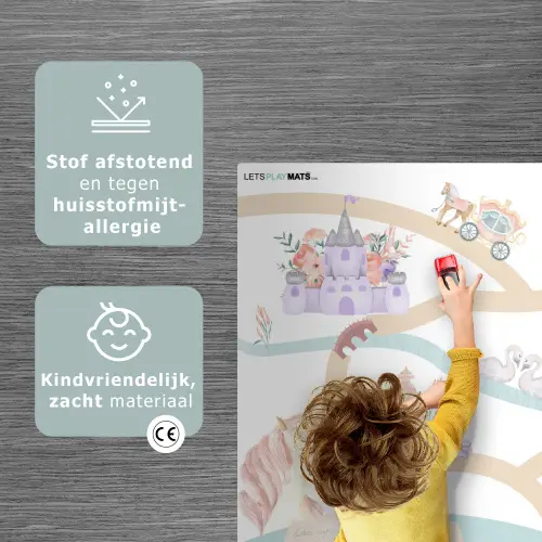 Prinses - Kasteel - Bloemen - Eenhoorn - Meisjes Speelmat klein -sfeer1