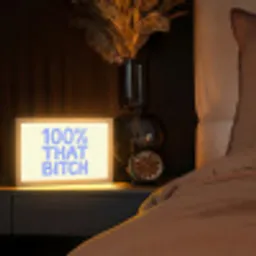 100% that bitch - Blauw - Wit Light Box met kabel (Tafellamp) klein -sfeer1
