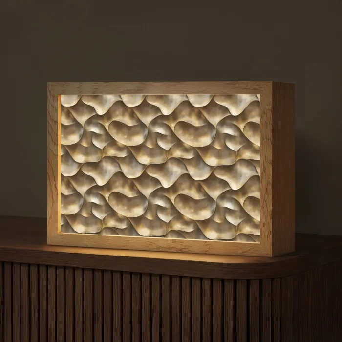 Abstract - Antiek - Goud Light Box met kabel (Tafellamp) klein 924 -z3d_website