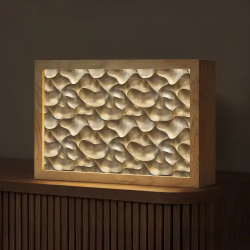 Abstract - Antiek - Goud Light Box met kabel (Tafellamp) klein 924 -z3d_website