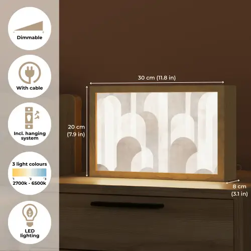 Abstracte bogen - Modern - Beige Light Box met kabel (Tafellamp) klein -USP_EN