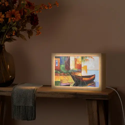 Abstract - Kunst - Boot - Kleuren Light Box met kabel (Tafellamp) klein -sfeer4