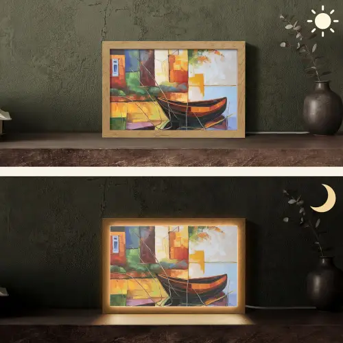 Abstract - Kunst - Boot - Kleuren Light Box met kabel (Tafellamp) klein -sfeer3