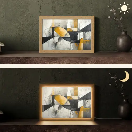 Abstract - Kunst - Geometrisch - Aesthetic Light Box met kabel (Tafellamp) klein -sfeer3