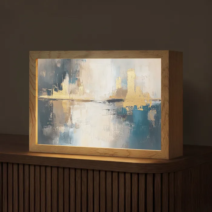 Abstract - Kunst - Goud Light Box met kabel (Tafellamp) klein -z3d_website