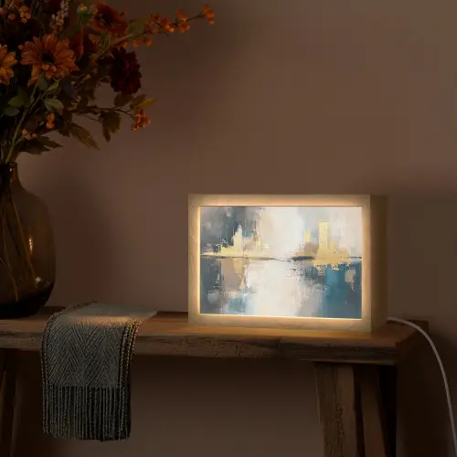 Abstract - Kunst - Goud Light Box met kabel (Tafellamp) klein -sfeer4