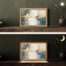 Abstract - Kunst - Goud Light Box met kabel (Tafellamp) klein -sfeer3