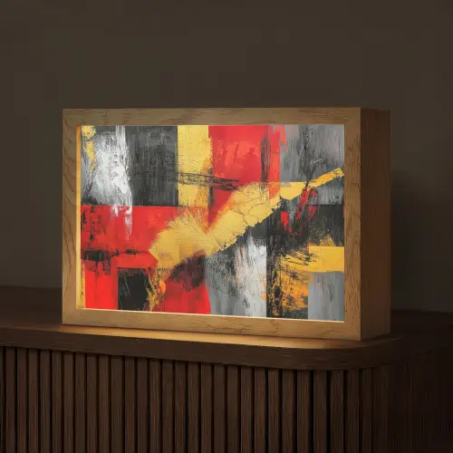 Abstracte kunst - Goud - Zwart Light Box met kabel (Tafellamp) klein -z3d_website