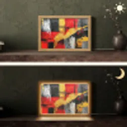 Abstracte kunst - Goud - Zwart Light Box met kabel (Tafellamp) klein -sfeer3