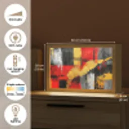 Abstracte kunst - Goud - Zwart Light Box met kabel (Tafellamp) klein -USP_EN