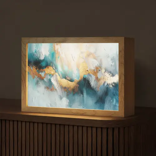 Abstract - Kunst - Gold - Blauw Light Box met kabel (Tafellamp) klein -z3d_website