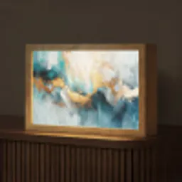 Abstract - Kunst - Gold - Blauw Light Box met kabel (Tafellamp) klein -z3d_website