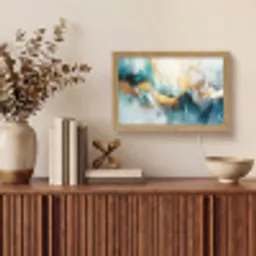 Abstract - Kunst - Gold - Blauw Light Box met kabel (Tafellamp) klein -sfeer2