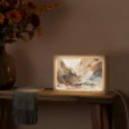 Abstract - Kunst - Verf - Beige - Modern Light Box met kabel (Tafellamp) klein -sfeer4