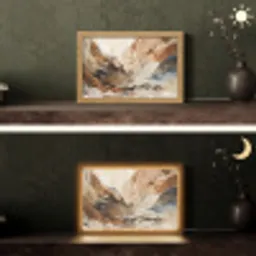Abstract - Kunst - Verf - Beige - Modern Light Box met kabel (Tafellamp) klein -sfeer3
