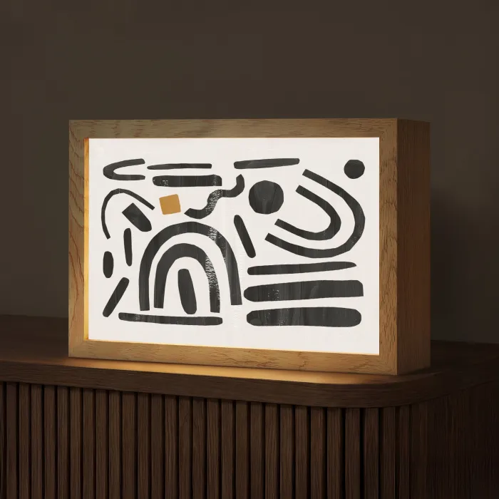 Abstract - Kunst - Vormen - Zwart Light Box met kabel (Tafellamp) klein -z3d_website