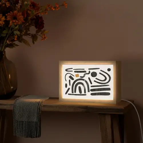 Abstract - Kunst - Vormen - Zwart Light Box met kabel (Tafellamp) klein -sfeer4