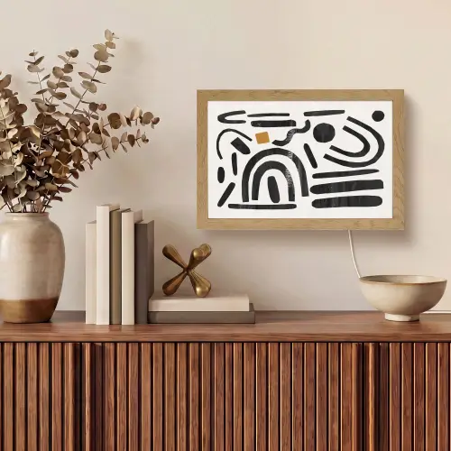 Abstract - Kunst - Vormen - Zwart Light Box met kabel (Tafellamp) klein -sfeer2