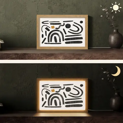 Abstract - Kunst - Vormen - Zwart Light Box met kabel (Tafellamp) klein -sfeer3