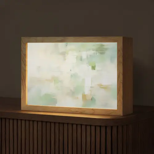 Abstract - Kunst - Wit - Groen - Modern Light Box met kabel (Tafellamp) klein -z3d_website