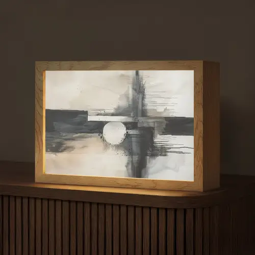 Abstract - Zwart wit - Verf - Modern Light Box met kabel (Tafellamp) klein -z3d_website