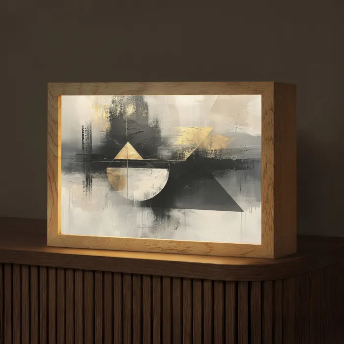 Abstract - Zwart - Verf - Modern Light Box met kabel (Tafellamp) klein -z3d_website