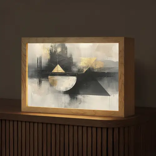 Abstract - Zwart - Verf - Modern Light Box met kabel (Tafellamp) klein -z3d_website