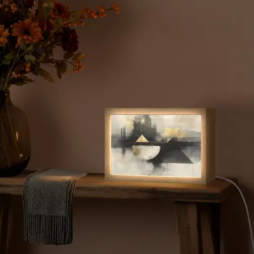 Abstract - Zwart - Verf - Modern Light Box met kabel (Tafellamp) klein -sfeer4