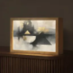 Abstract - Zwart - Verf - Modern Light Box met kabel (Tafellamp) klein -z3d_website