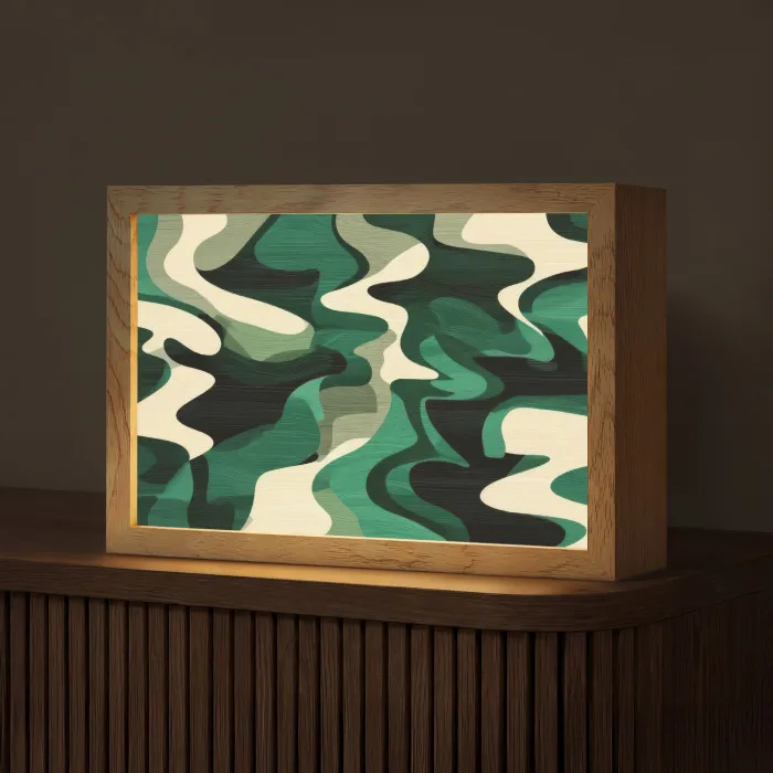 Abstract - Camouflage - Groen Light Box met kabel (Tafellamp) klein -z3d_website