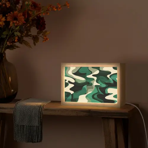 Abstract - Camouflage - Groen Light Box met kabel (Tafellamp) klein -sfeer4