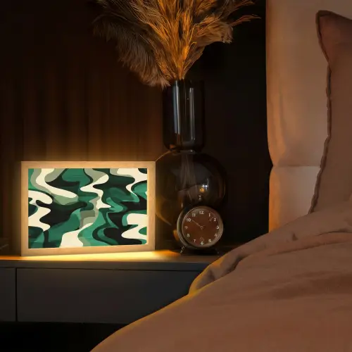 Abstract - Camouflage - Groen Light Box met kabel (Tafellamp) klein -sfeer1