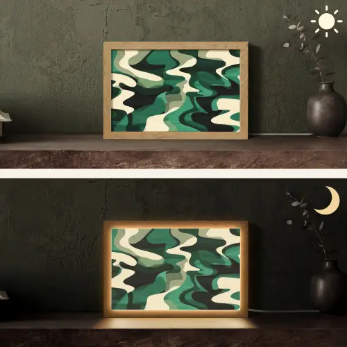 Abstract - Camouflage - Groen Light Box met kabel (Tafellamp) klein -sfeer3
