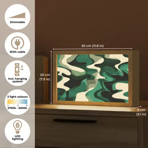Abstract - Camouflage - Groen Light Box met kabel (Tafellamp) klein -USP_EN