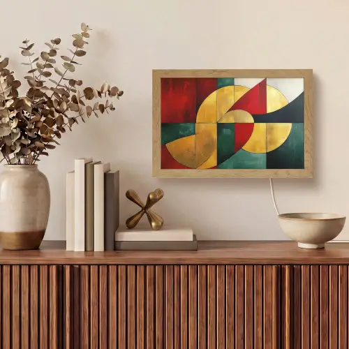 Abstract - Kerst - Goud - Rood - Groen Light Box met kabel (Tafellamp) klein -sfeer2