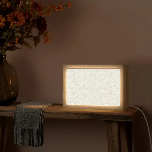 Abstract - Ruiten - Beige Light Box met kabel (Tafellamp) klein 924 -sfeer4