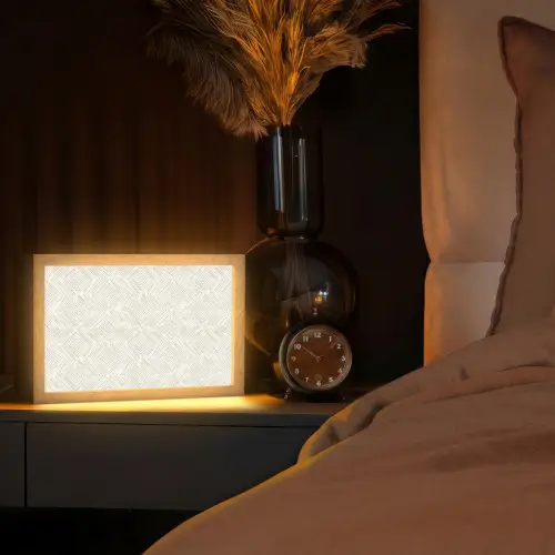 Abstract - Ruiten - Beige Light Box met kabel (Tafellamp) klein 924 -sfeer1