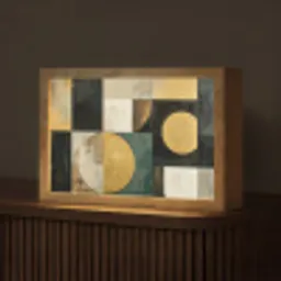 Abstract - Goud - Brons - Vormen - Geometrisch Light Box met kabel (Tafellamp) klein -z3d_website