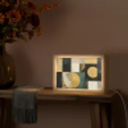 Abstract - Goud - Brons - Vormen - Geometrisch Light Box met kabel (Tafellamp) klein -sfeer4