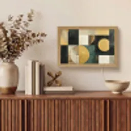 Abstract - Goud - Brons - Vormen - Geometrisch Light Box met kabel (Tafellamp) klein -sfeer2