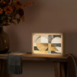 Abstract - Goud - Grijs - Vormen - Geometrisch Light Box met kabel (Tafellamp) klein -sfeer4