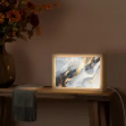 Abstract - Goud - Verf - Aesthetic - Art Light Box met kabel (Tafellamp) klein -sfeer4