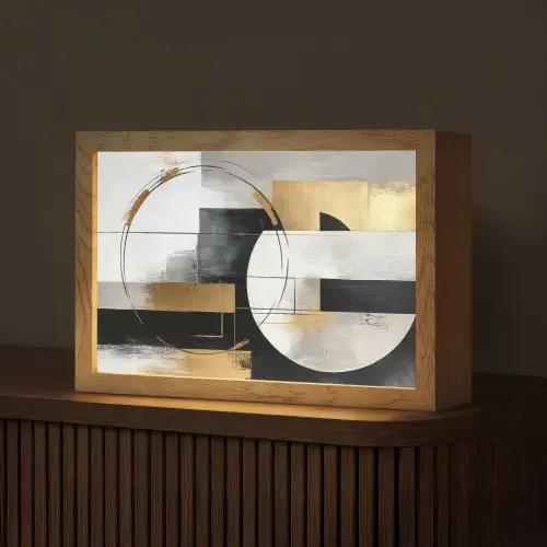 Abstract - Goud - Zilver - Vormen - Aesthetic Light Box met kabel (Tafellamp) klein -z3d_website