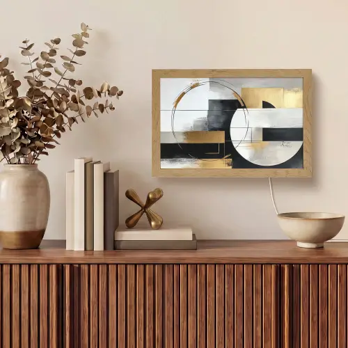 Abstract - Goud - Zilver - Vormen - Aesthetic Light Box met kabel (Tafellamp) klein -sfeer2